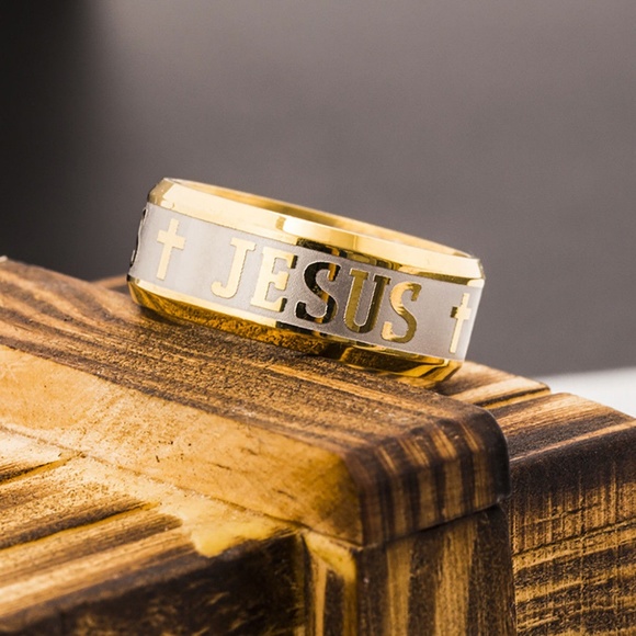 8mm Jesus Cross Prayer Band Ring Stainless steel - Picture 3 of 5